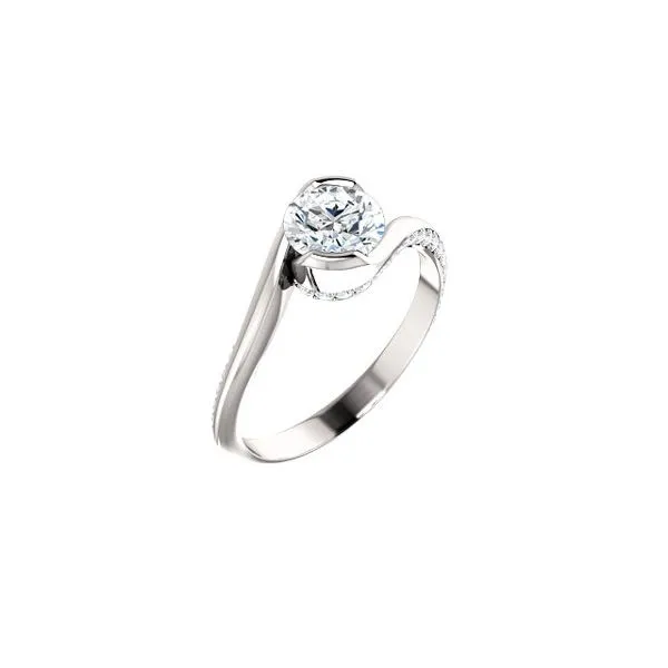 White 14 Karat Bezel-Set Bypass Diamond Engagement  Ring Enhancery Jewelers San Diego, CA