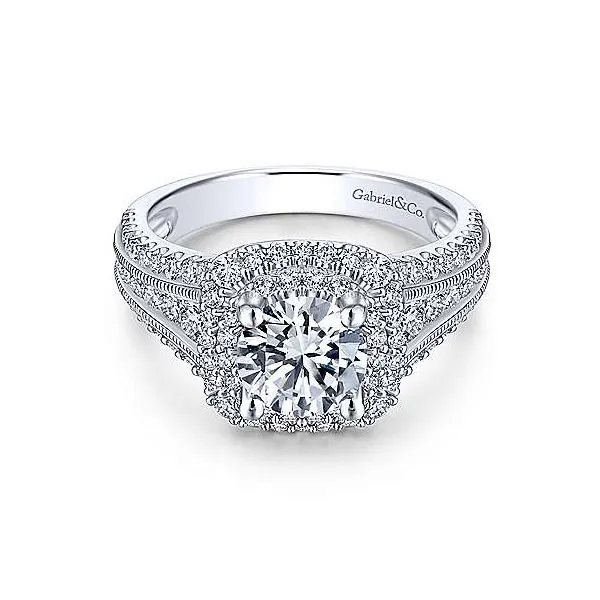 Gabriel ER11760R 14K White Gold Engagement Ring semi mount w/ 1.00ct tw,Center stone not included, Also available in  Yellow Gol Enhancery Jewelers San Diego, CA