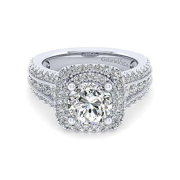 Gabriel Er 11760R8 14K White Gold Engagement Ring Mounting Enhancery Jewelers San Diego, CA