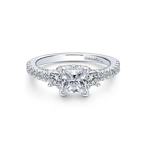 Gabriel & Co.ER12662S3 White 14 Karat Three Stone Diamond Engagement Ring Mounting Enhancery Jewelers San Diego, CA