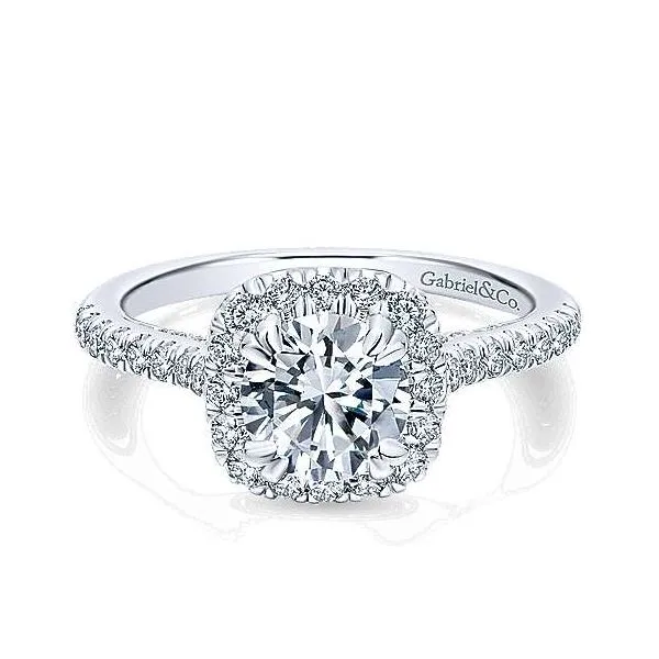 Gabriel & Co.White ER12664R4 14 Karat Halo Ring Enhancery Jewelers San Diego, CA