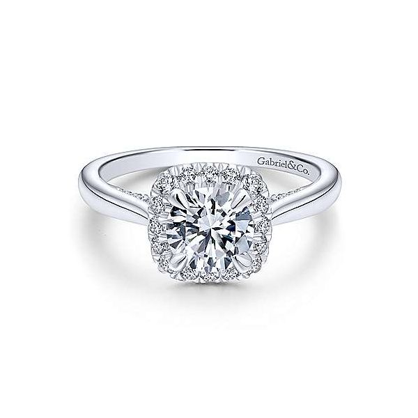 Gabriel & Co. ER12672R4  White 14 Karat Halo  Diamond Engagement Ring Enhancery Jewelers San Diego, CA