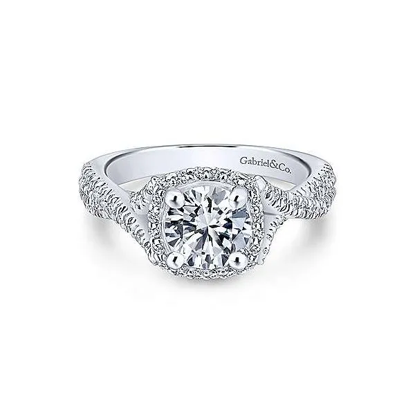 Gabriel & Co.White ER12680R4 14 Karat Twisted Halo Diamond Engagement  Ring Enhancery Jewelers San Diego, CA