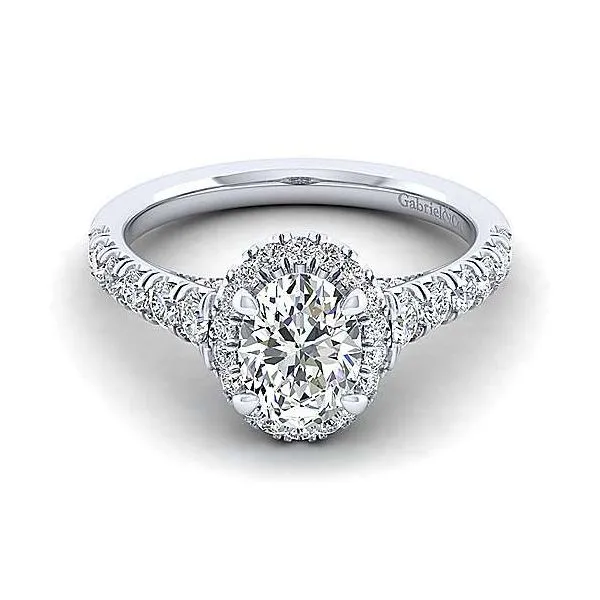 Gabriel & Co.White 14 Karat Halo Ring Mounting Enhancery Jewelers San Diego, CA