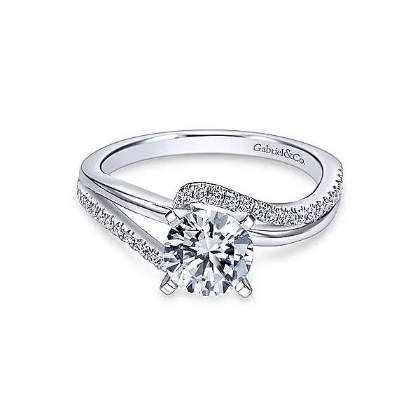 Gabriel & Co. White 14 Karat Bypass Ring Mounting Enhancery Jewelers San Diego, CA