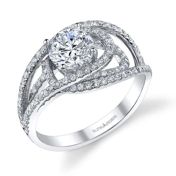 White 18 Karat Cross Over Ring With Diamonds And CZ Center Enhancery Jewelers San Diego, CA