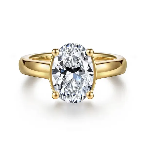 Villa - 14K Yellow Gold Half Bezel Oval Diamond Engagement Ring Enhancery Jewelers San Diego, CA