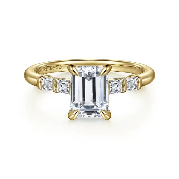 Eva - 14K Yellow Gold Emerald Cut Engagement Ring Enhancery Jewelers San Diego, CA