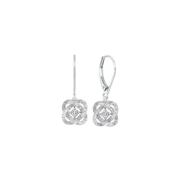 Loves Crossing Diamond Dangle Leverback Earrings Enhancery Jewelers San Diego, CA