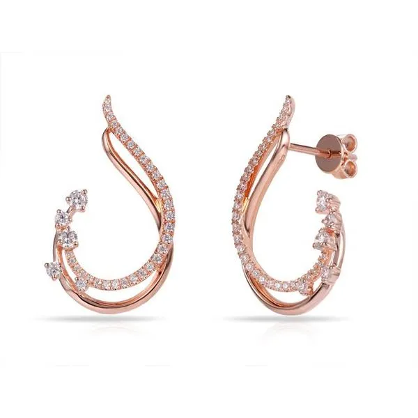 Rose Gold Diamond Drop Earrings Enhancery Jewelers San Diego, CA