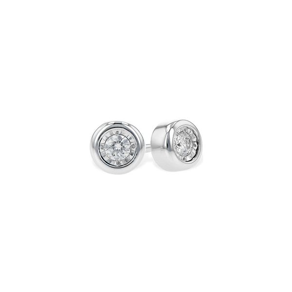 Bezel set diamond earrings Enhancery Jewelers San Diego, CA
