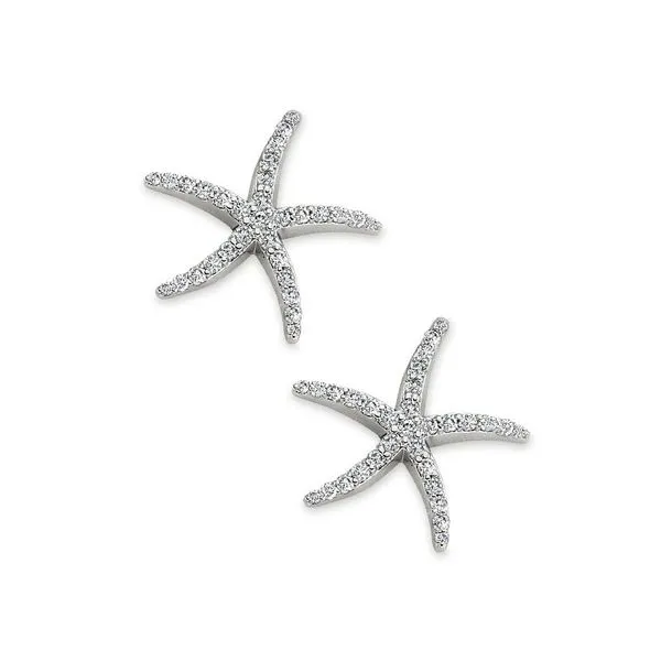 White 14 Karat Starfish Earrings With Diamonds Enhancery Jewelers San Diego, CA