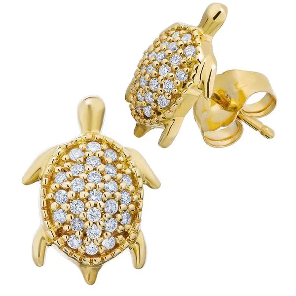 Yellow 14 Karat Turtle Earrings With Diamonds Enhancery Jewelers San Diego, CA