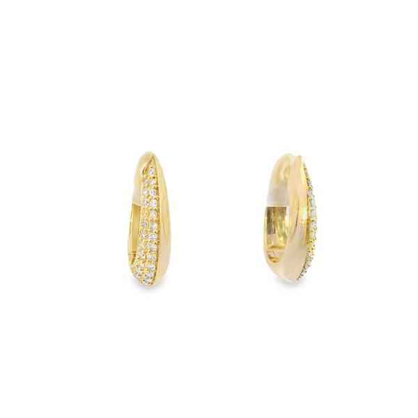 10K Yellow Gold Diamond Huggie Earrings Image 2 Enhancery Jewelers San Diego, CA