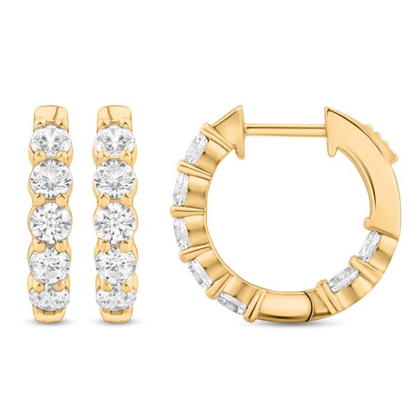 Yellow 14 Karat Hoop Earrings With Round Lab Grown Diamonds Enhancery Jewelers San Diego, CA