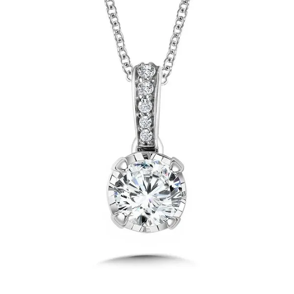 14K White Gold Solitaire Diamond Pendant Enhancery Jewelers San Diego, CA