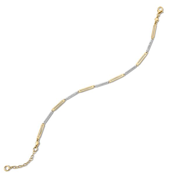 Two Tone 10 Karat Gold Diamond Paperclip Bracelet Image 2 Enhancery Jewelers San Diego, CA