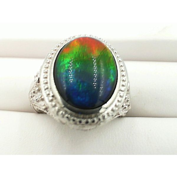 GENUINE Rainbow Ammolite Ring from Alberta Canada. - Ammolite Jewelry From  Canada