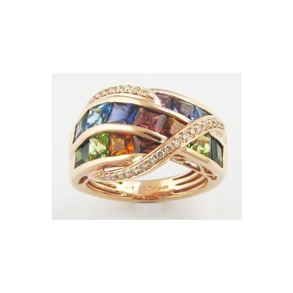 Multi- colored fancy cut stone ring Enhancery Jewelers San Diego, CA