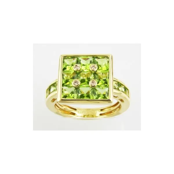 Fancy cut peridot and diamond  ring Enhancery Jewelers San Diego, CA