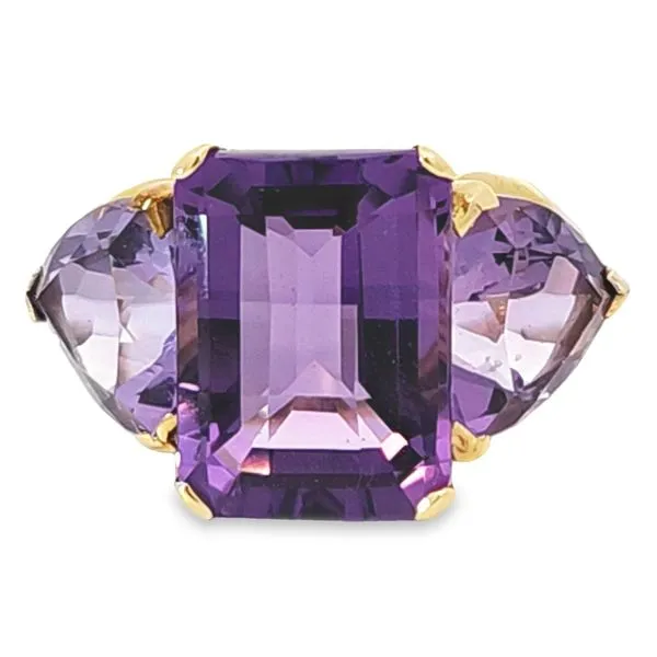 Estate Yellow 14 Karat 3 Stone Amethyst Fashion Ring Enhancery Jewelers San Diego, CA