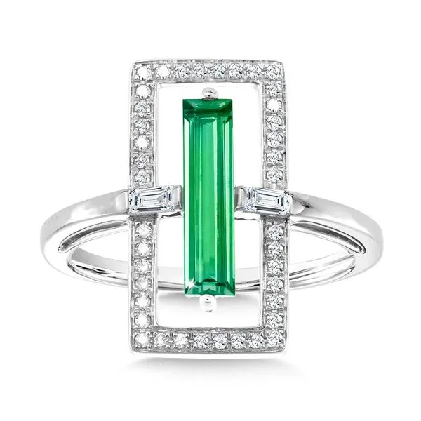 White 14K Green Quartz Ring With Diamonds Enhancery Jewelers San Diego, CA