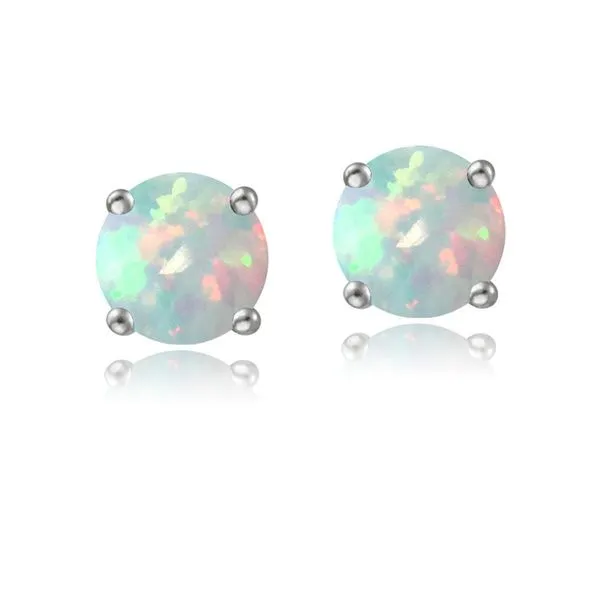 5mm Opal Studs 00121000857 14KW Gemstone Earrings Enhancery