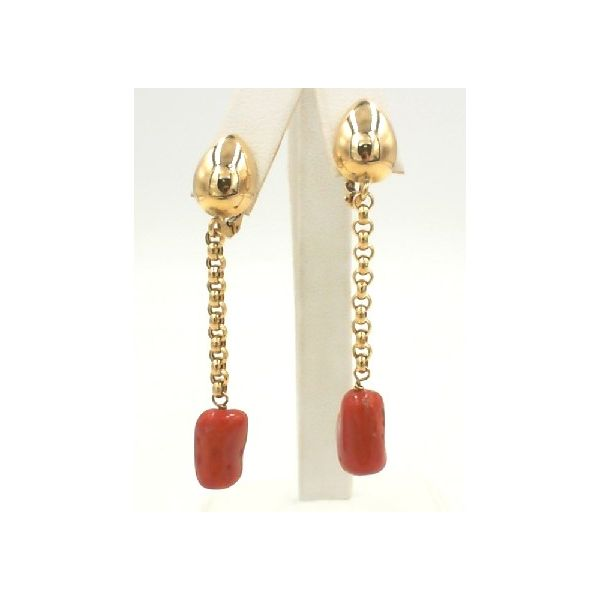 18K yellow gold coral earrings Enhancery Jewelers San Diego, CA