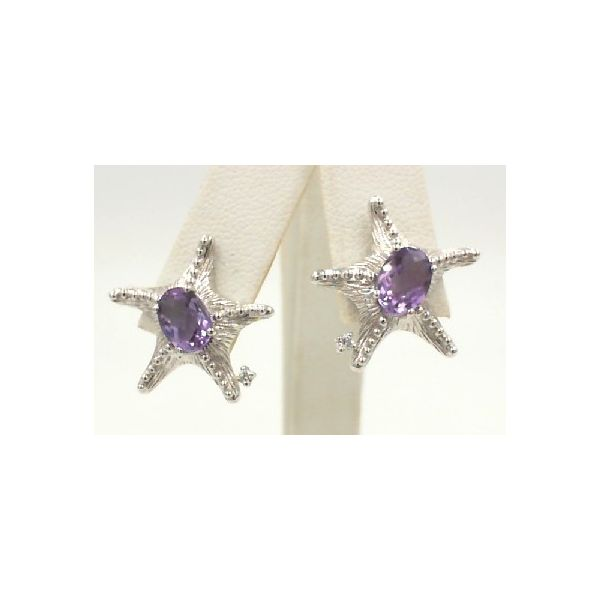 Amethyst starfish earrings Enhancery Jewelers San Diego, CA