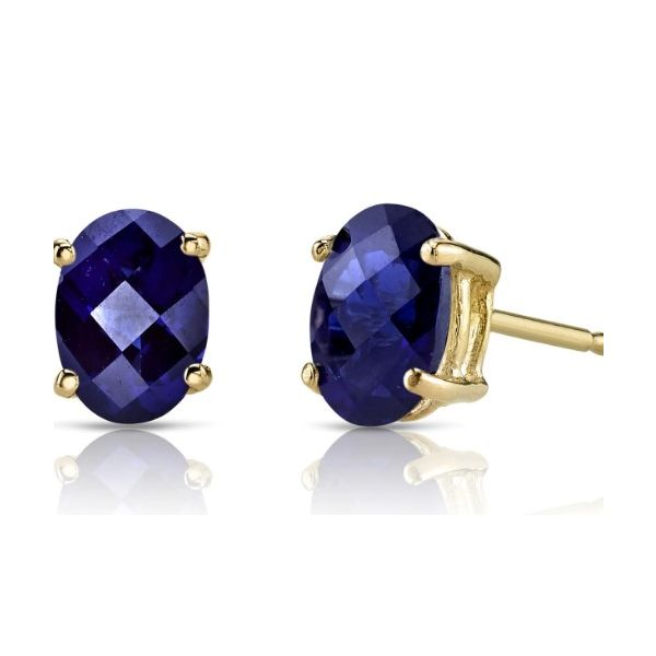 Yellow gold sapphire earrings Enhancery Jewelers San Diego, CA