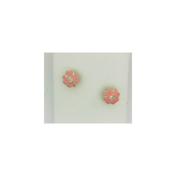 Children's Pink Flower Earrings Enhancery Jewelers San Diego, CA