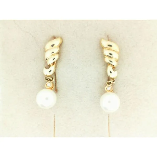 Pearl and Diamond Dangle Earrings Enhancery Jewelers San Diego, CA