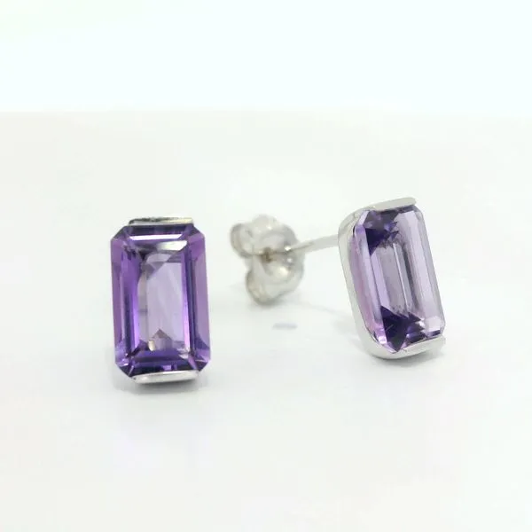 14K White Gold Amethyst Earrings Enhancery Jewelers San Diego, CA