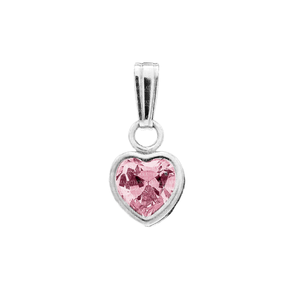 Childs 14 Karat White Gold  Heart Shape pendant with Pink CZ Enhancery Jewelers San Diego, CA