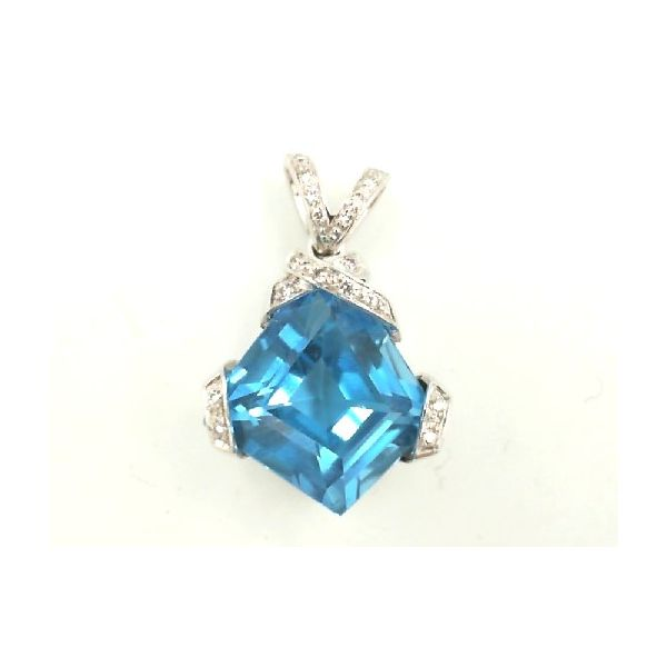 Blue topaz and diamond pendant Enhancery Jewelers San Diego, CA