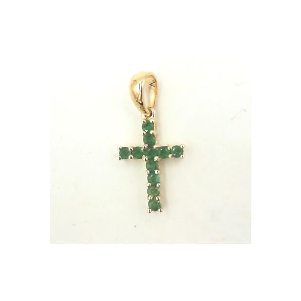 Yellow gold cross with emeralds Enhancery Jewelers San Diego, CA