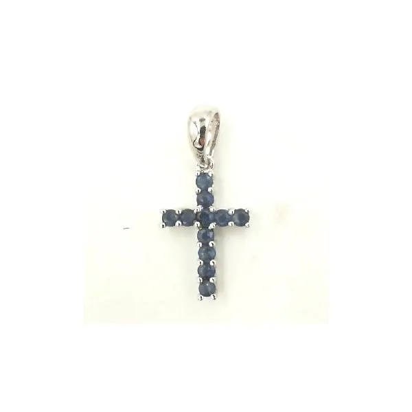 White gold sapphire cross pendant Enhancery Jewelers San Diego, CA