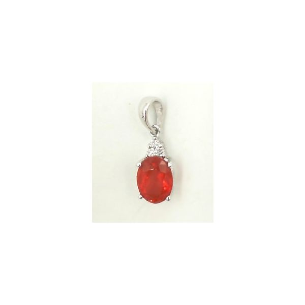 Fire opal and diamond pendant Enhancery Jewelers San Diego, CA