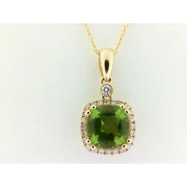 14K Yellow Gold Peridot And Diamond Pendant Enhancery Jewelers San Diego, CA