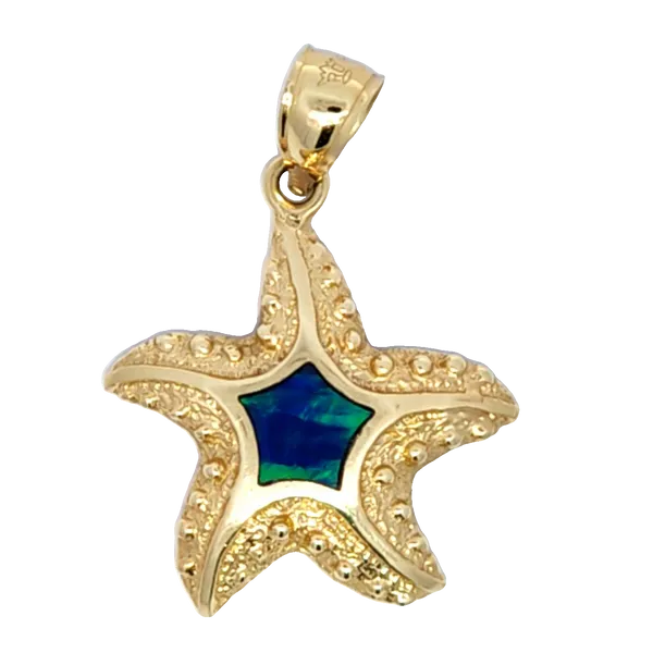 Estate Yellow 14 Karat Carved Opal Starfish Pendant Enhancery Jewelers San Diego, CA