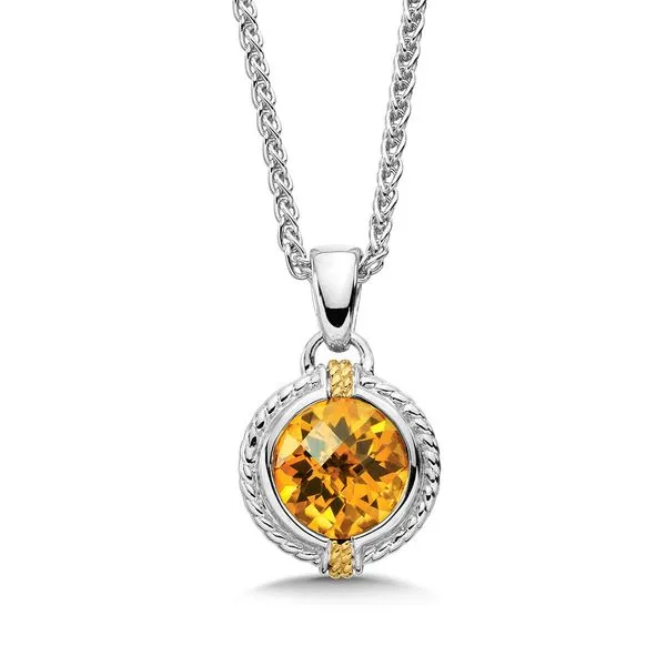STERLING SILVER & 18K GOLD CITRINE PENDANT Enhancery Jewelers San Diego, CA