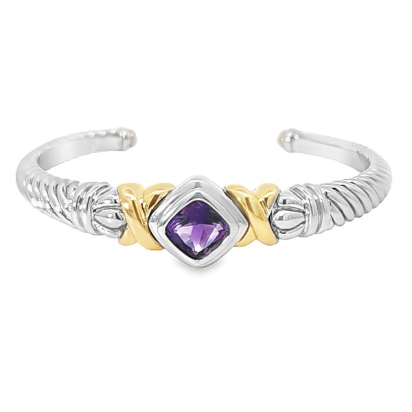 Sterling Silver And Gold Amethyst Bangle bracelet Enhancery Jewelers San Diego, CA