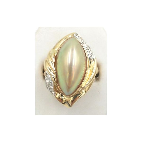 Mabe pearl ring with diamonds Enhancery Jewelers San Diego, CA