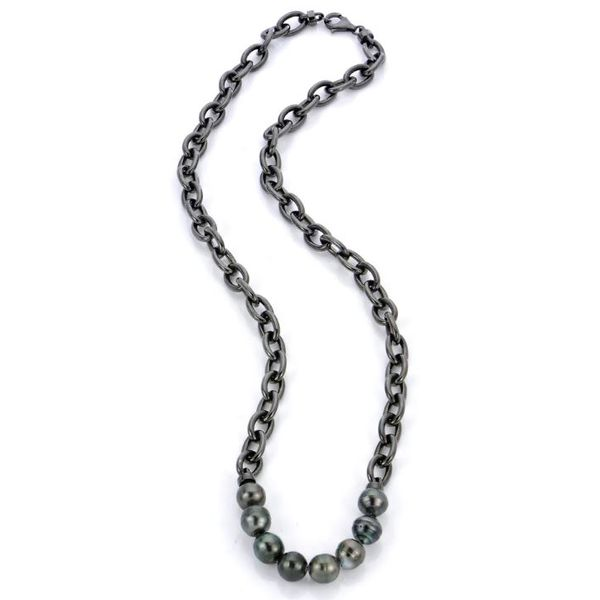 8-9mm Logan Black Tahitian Baroque Pearls & Chain Necklace