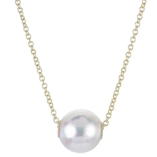 Yellow 14 Karat Akoya Pearl Solitaire Necklace Enhancery Jewelers San Diego, CA