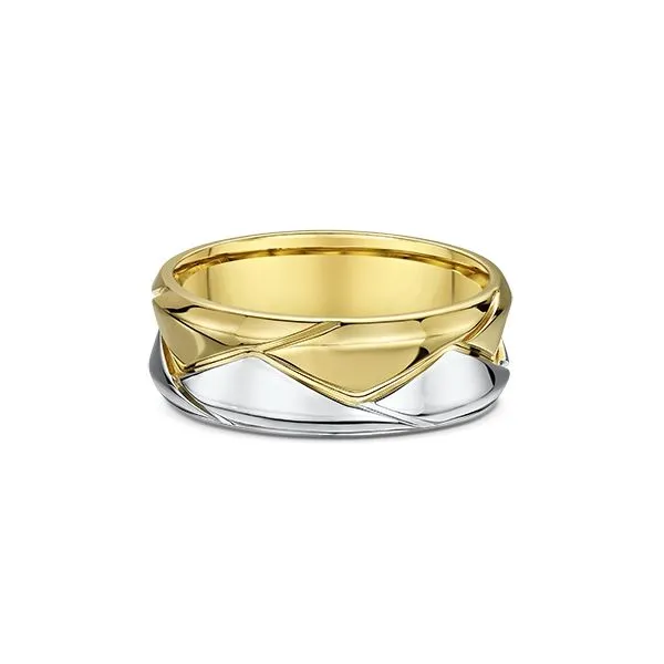Two Tone 14 Karat Carved Wedding Band Enhancery Jewelers San Diego, CA