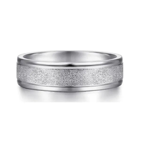 Matteo - 14K White Gold 6mm - Men's Wedding Band in Sand Blast Finish Enhancery Jewelers San Diego, CA