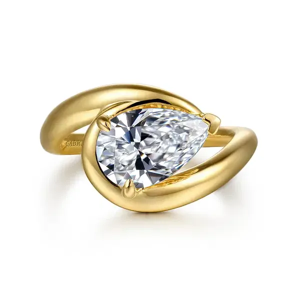 14K Yellow Gold Bypass Pear Shape Diamond Engagement Ring Enhancery Jewelers San Diego, CA