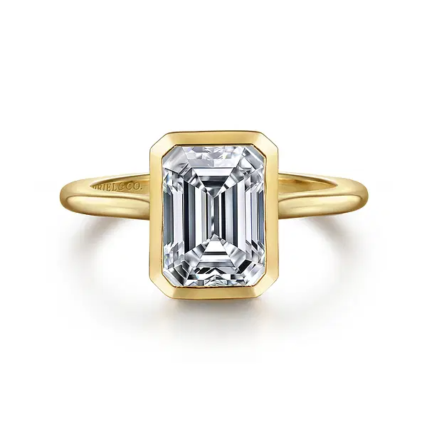 Brooke - 14K Yellow Gold Emerald Cut Bezel Set Solitaire Diamond Engagement Ring Enhancery Jewelers San Diego, CA