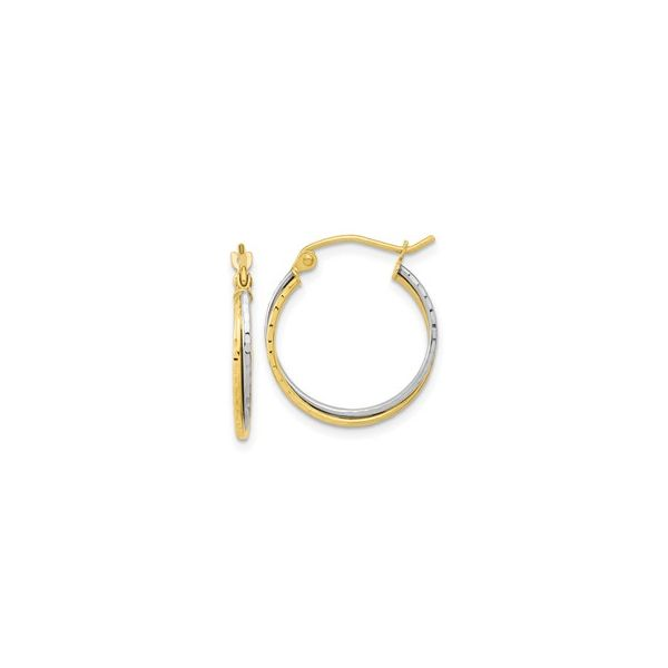 Two tone twisted hoop earrings Enhancery Jewelers San Diego, CA